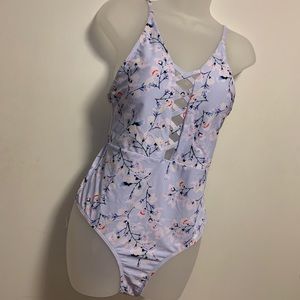 Floral Plunging One Piece Swimsuit